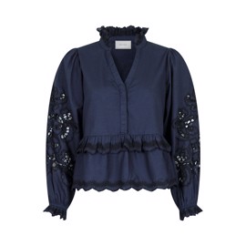 Kimmo Embroidery Blouse Navy